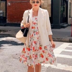 Girl Meets Glam Cassie Floral Print Linen Blend Cut Out Back Bow Dress Size 12